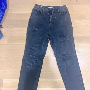 Ripped Black/Gray-Ish Jeans, Size 25, Straight Leg